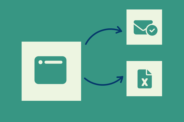 Schaubild zur Weiterverarbeitung der Formulare per Mail und Tabelle