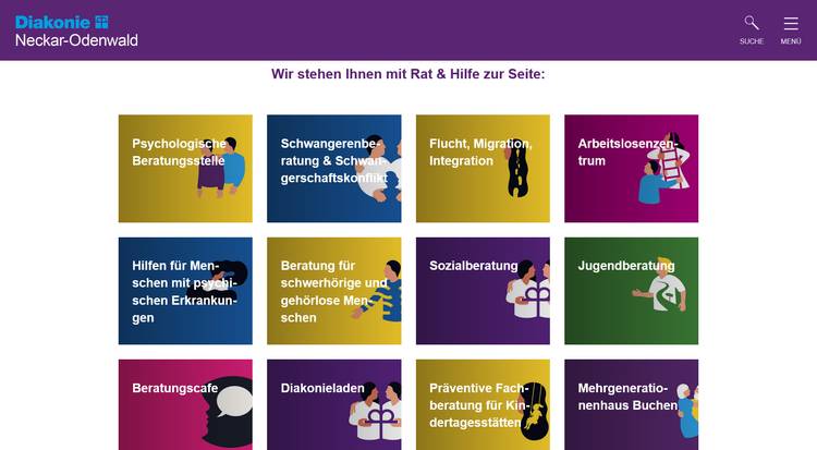 Screenshot von der Website diakonie-nok.de