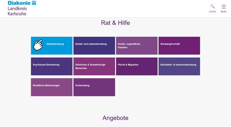 Screenshot der Website diakonie-laka.de als Beispiel für eine schöne Farbgestaltung