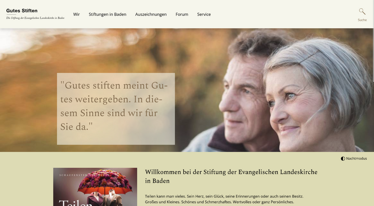 Screenshot der Website gutes-stiften.org als Beispiel für eine schöne Farbgestaltung