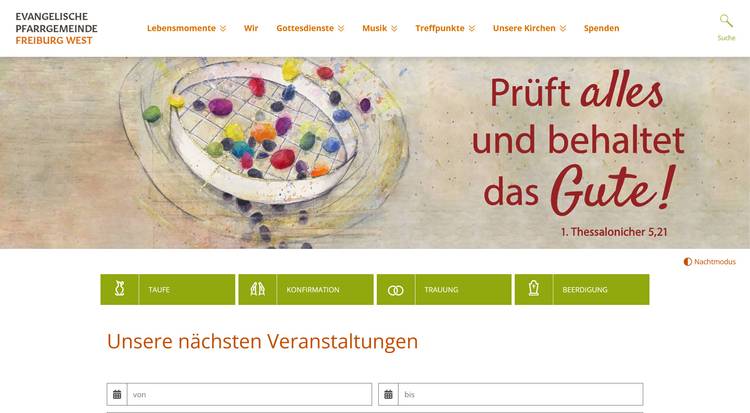 Screenshot der Website www.ekifrei-west.de als Beispiel für eine schöne Farbgestaltung