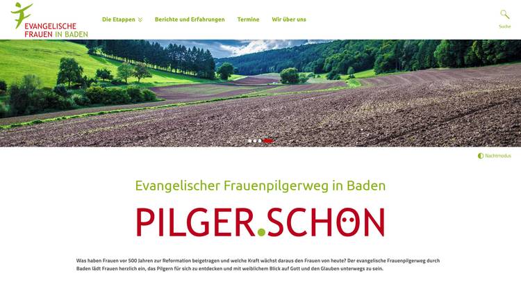 Screenshot der Website www.pilgerschoen.de als Beispiel für eine gute Farbgestaltung