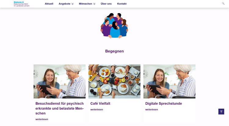Screenshot der Diakonie Lörrach Website