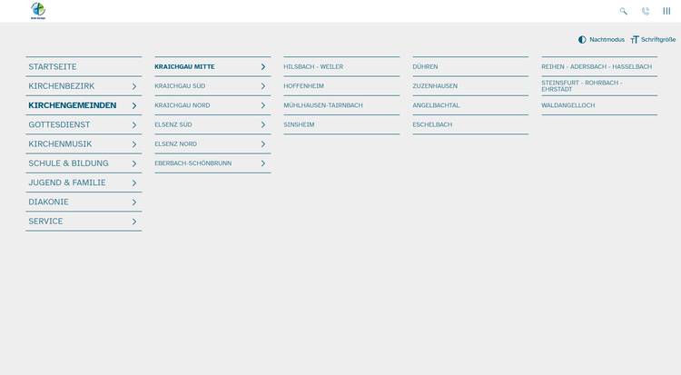 Screenshot der Website www.neckar-kraichgau.de als Beispiel für eine Hamburger Navigation