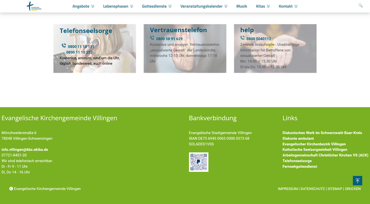 Screenshot der Website www.evangelisch-villingen.de als Beispiel für Kacheln