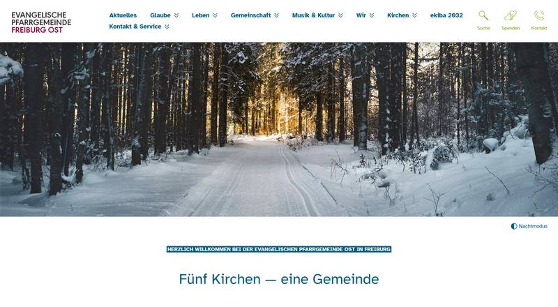 Screenshot der Website evangelisch-freiburg.de