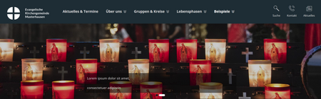 Screenshot von dem Headerbereich von der Demoseite