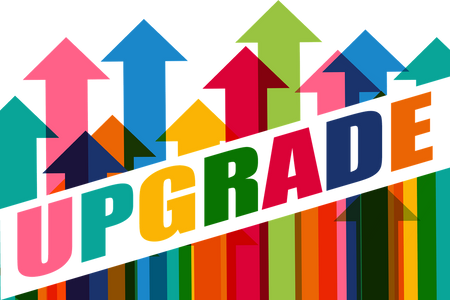 Bunte, nach oben gehende Pfeile und darüber der Schriftzug Upgrade