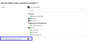 Screenshot vom Ical-Backendlink