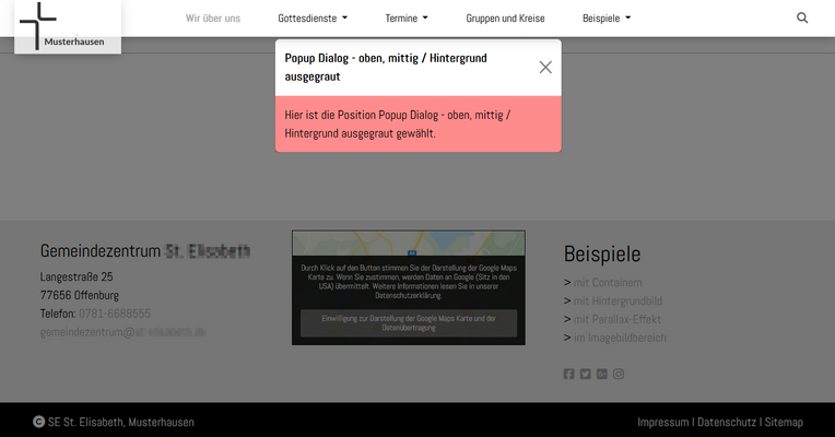 Quelle: Web Commerce GmbH Screenshot eines Popups oben auf einer Website