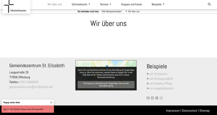 Quelle: Web Commerce GmbH Screenshot eines Popups unten links auf einer Website
