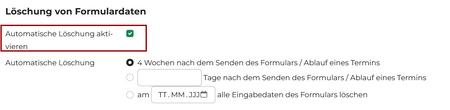 Quelle: Web Commerce GmbH Option zur automatischen Löschung von Formularen in LUKAS