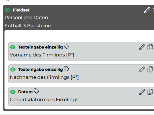 Quelle: Web Commerce GmbH Screenshot der Pflegemaske Formular mit mehreren Spalten