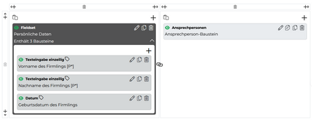 Quelle: Web Commerce GmbH Screenshot der Pflegemaske Formular mit mehreren Spalten