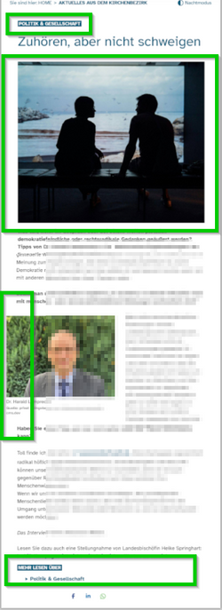 Screenshot der Nachrichten-Detailseite mit neuer Darstellung